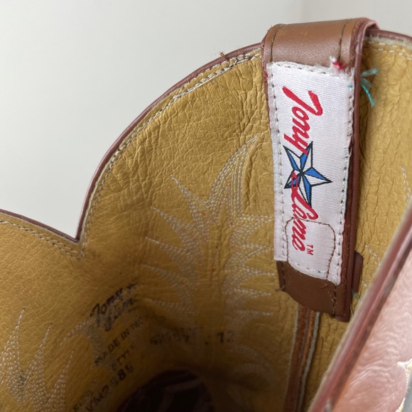 Tony Lama Brown Leather Heeled Cowboy Western Boot - Picture 10 of 13